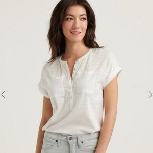 Lucky Brand Womens Henley Cap Sleeve Knit Top S NWT